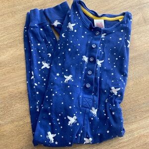 Mini Boden Blue Pajamas with White Stars and Unicorns